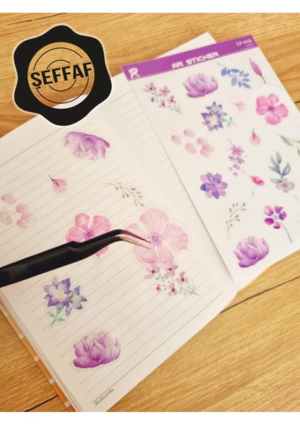 Sweet Twins - Şeffaf Floral & Leaf Temalı Laptop Notebook Telefon Tablet Ajanda Sticker Seti