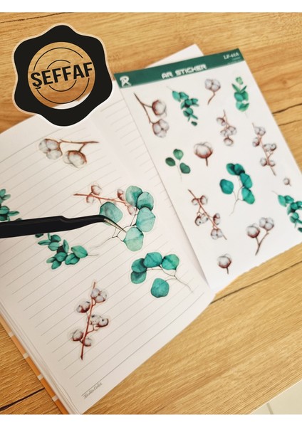 - Şeffaf Floral & Leaf Temalı Laptop Notebook Telefon Tablet Ajanda Sticker Seti