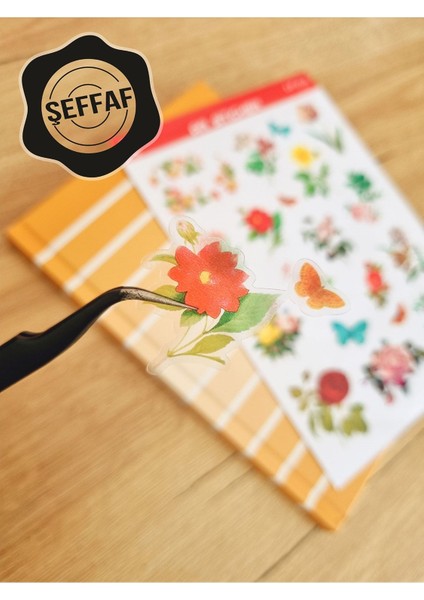 - Şeffaf Floral & Leaf Temalı Laptop Notebook Telefon Tablet Ajanda Sticker Seti modelleri