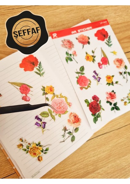 - Şeffaf Floral & Leaf Temalı Laptop Notebook Telefon Tablet Ajanda Sticker Seti