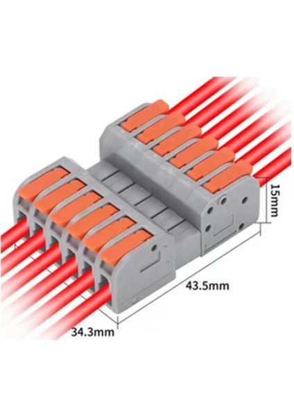 25 Adet Hızlı Kablo Ekleme Birleştirme Konnektörü - Altılı Klemens - Bağlantı Kesme Özellikli
