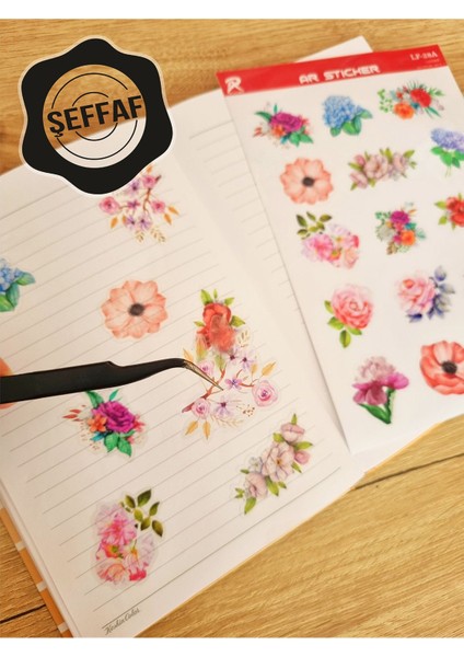 - Şeffaf Floral & Leaf Temalı Laptop Notebook Telefon Tablet Ajanda Sticker Seti