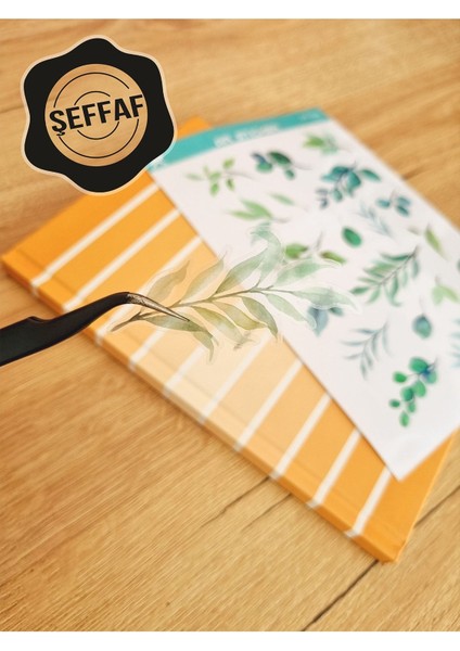 - Şeffaf Floral & Leaf Temalı Laptop Notebook Telefon Tablet Ajanda Sticker Seti