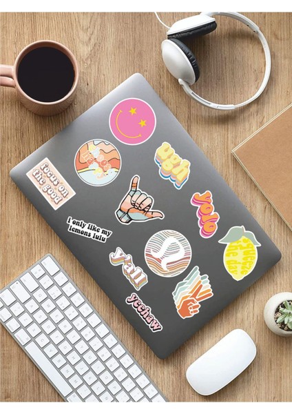 - Good Vibes Temalı Laptop Notebook Tablet Sticker Set 8