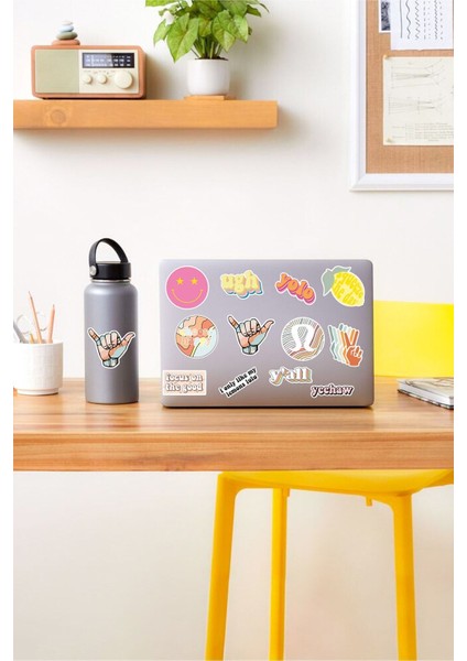 - Good Vibes Temalı Laptop Notebook Tablet Sticker Set 8