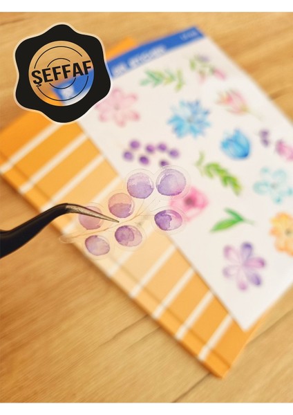 Sweet Twins - Şeffaf Floral & Leaf Temalı Laptop Notebook Telefon Tablet Ajanda Sticker Seti