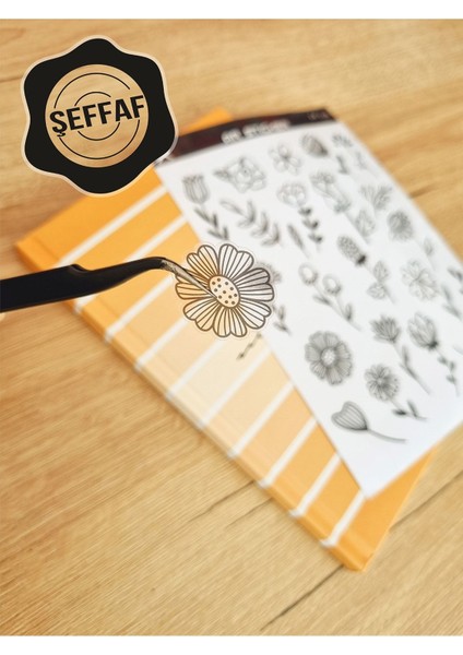 - Şeffaf Floral & Leaf Temalı Laptop Notebook Telefon Tablet Ajanda Sticker Seti modelleri