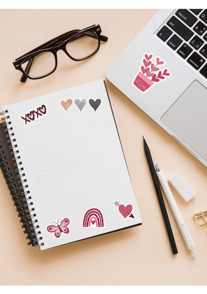 - 59 Adet - Sevgililer Günü Laptop Notebook Ajanda Tablet Sticker Etiket Çıkartma Seti indirimleri