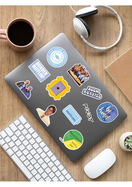 Ofis Temalı Laptop Notebook Tablet Sticker Set 4 Uyumlu