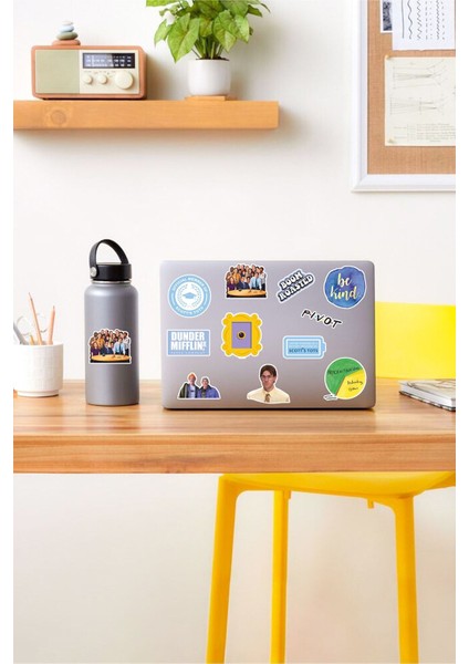 Ofis Temalı Laptop Notebook Tablet Sticker Set 4 Uyumlu