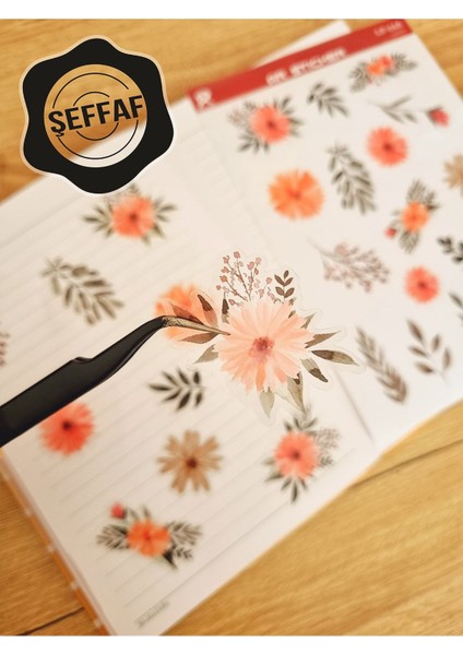 - Şeffaf Floral & Leaf Temalı Laptop Notebook Telefon Tablet Ajanda Sticker Seti fiyatları