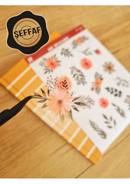 - Şeffaf Floral & Leaf Temalı Laptop Notebook Telefon Tablet Ajanda Sticker Seti modelleri