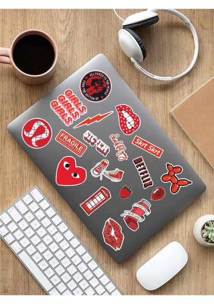 Sweet Twins - Vsco Red Laptop Notebook Tablet Sticker Set 3