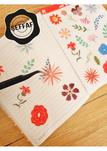 Sweet Twins - Şeffaf Floral & Leaf Temalı Laptop Notebook Telefon Tablet Ajanda Sticker Seti