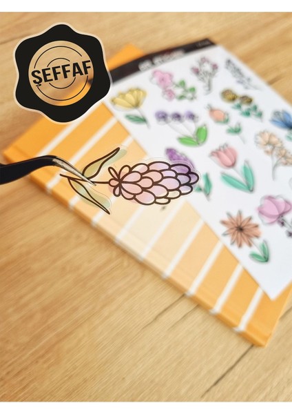 - Şeffaf Floral & Leaf Temalı Laptop Notebook Telefon Tablet Ajanda Sticker Seti modelleri