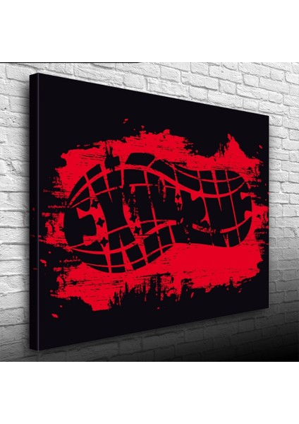 Kırmızı ve Siyah Tonlarda Ayakkabı Izi Kanvas Tablo 50 x 70