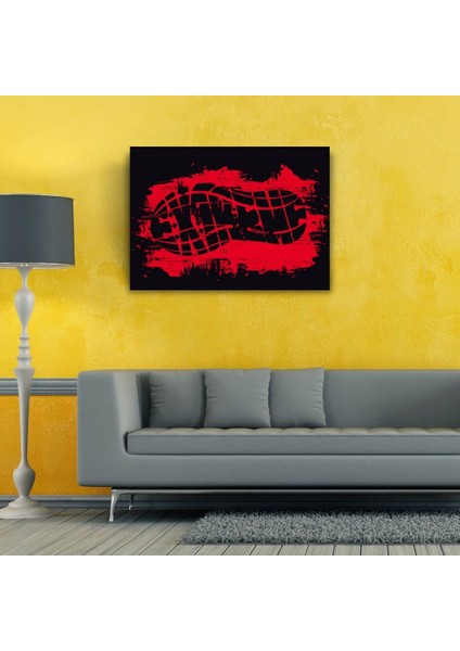 Kırmızı ve Siyah Tonlarda Ayakkabı Izi Kanvas Tablo 50 x 70