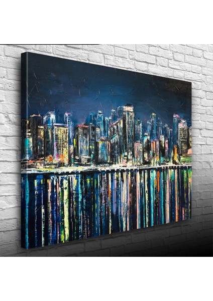 Gökdelenler ve Suya Yansıması Kanvas Tablo 50 x 70 fiyatları