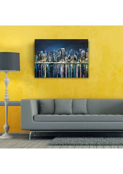 Gökdelenler ve Suya Yansıması Kanvas Tablo 50 x 70 modelleri