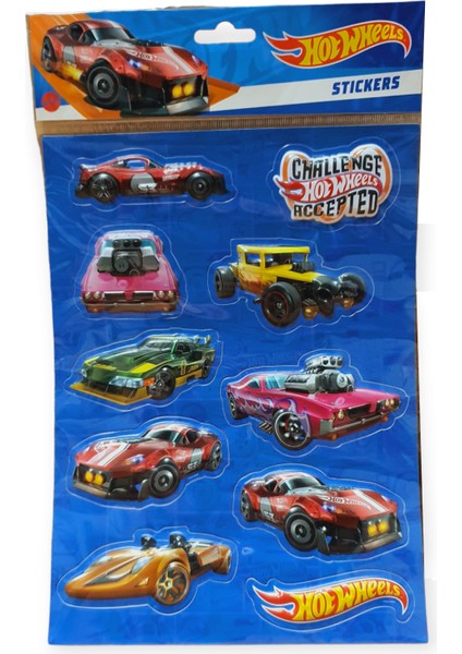 Hotwheels Kabartmalı Sticker Seti Büyük Boy