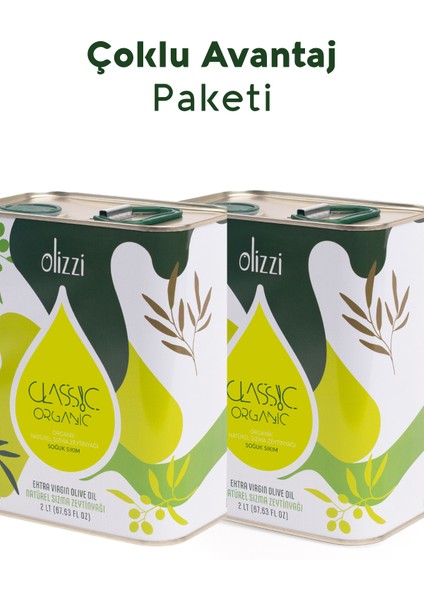 Classic Organik Soğuk Sıkım Natürel Sızma Zeytinyağı 2 Lt x 2 Adet