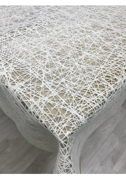 Pvc Dantel Görünümlü Iplik Desen Masa Örtüsü Krem