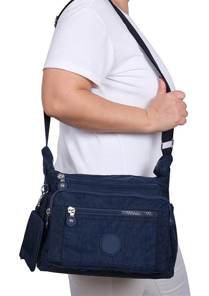 213 Klinkır Kaliteli Kumaş Bayan Çapraz Omuz Çantası Lacivert