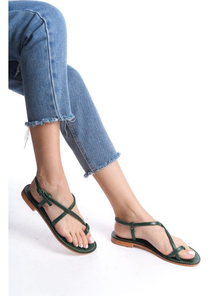 Artemis Biyeli Parmak Roma Deri & El Yapımı Düz Kadın Sandalet modelleri