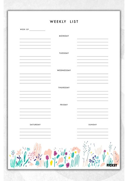 Haftalık Planlayıcı - A4 Ebat Yapılacaklar - 30 Yaprak - Weekly Planner