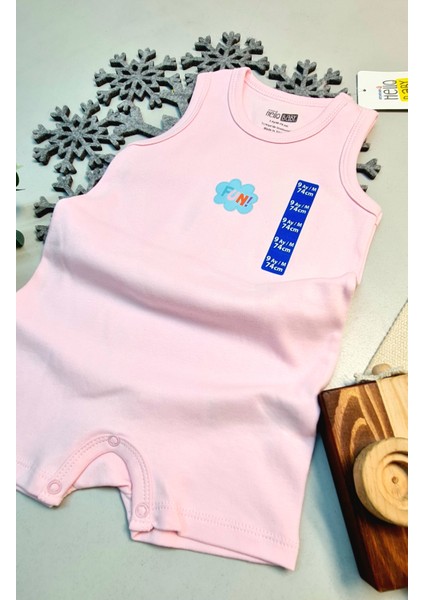 Kız Bebek Yazlık Alttan Çıtçıtlı Kolsuz Kısa Paça Pembe Tulum