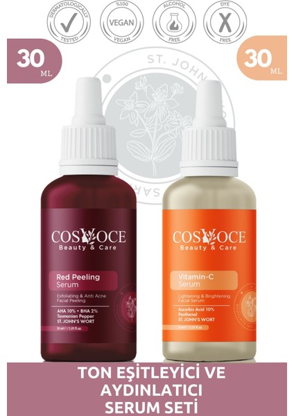 Ton Eşitleyici ve Aydınlatıcı Serum Seti Aha, Bha, Vitamin C 30 ml + 30 ml