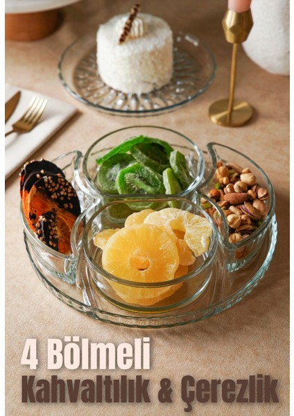 4 Bölmeli Cam Kahvaltılık - Çerezlik