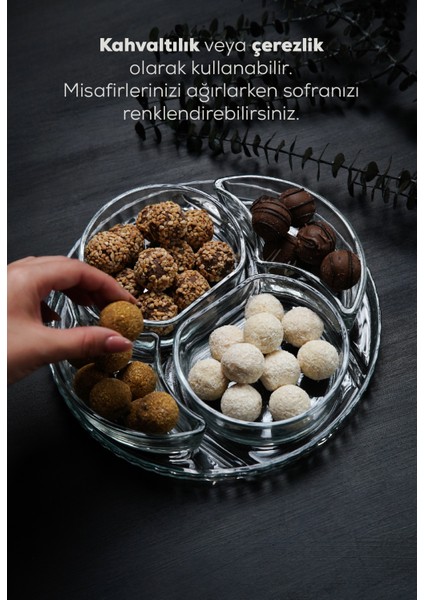 4 Bölmeli Cam Kahvaltılık - Çerezlik fiyatları