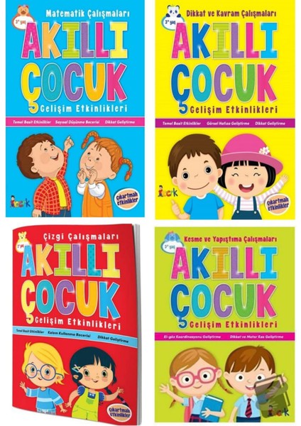 Çizgi Çalışmaları Akıllı Çocuk Gelişim Etkinlikleri - Dikkat ve Kavram Çalışmaları Akıllı Çocuk Gelişim Etkinlikleri 4'lü Set