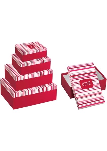 Hediyelik Kutu Çizgili Love 14X20 - 1 Adet