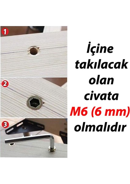 Metal Euro Dişli Dübel Ahşap Dübeli M6 8X13 Diş Çinko Mobilya Bağlantı Ünite Birleştirme (25 Adet)