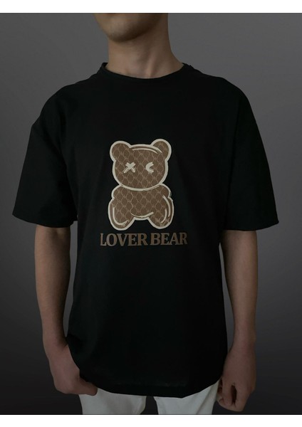 Lover Bear Ayıcık Baskılı Bisiklet Yaka T-Shirt