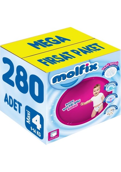 Külot Bebek Bezi Beden:4 (9-14KG) Maxi 280 Adet Mega Fırsat Pk