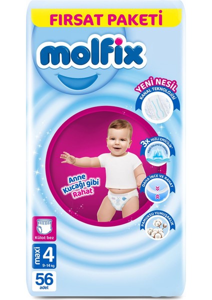 Külot Bebek Bezi Beden:4 (9-14KG) Maxi 280 Adet Mega Fırsat Pk