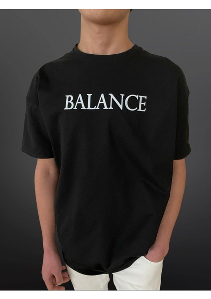 Balance Baskılı Bisiklet Yaka T-Shirt Penye