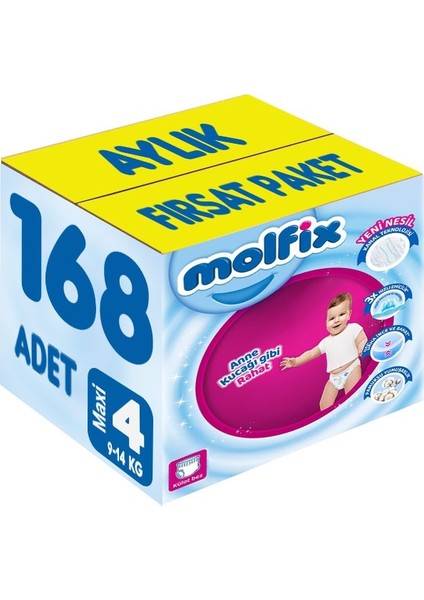 Külot Bebek Bezi Beden:4 (9-14KG) Maxi 168 Adet Aylık Fırsat Pk