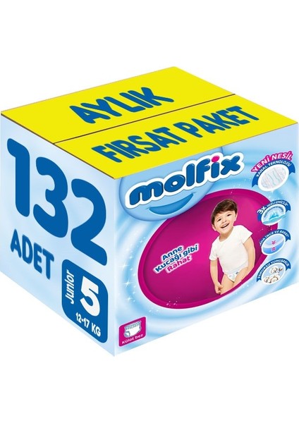 Külot Bebek Bezi Beden:5 (12-17KG) Junior 132 Adet Aylık Fırsat Pk