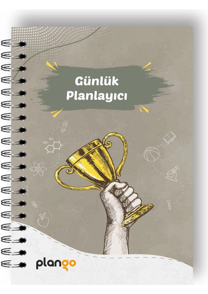 Gri Kupa Günlük Planlayıcı Defter - Daily Planner - Ders Çalışma Planlayıcı Defteri - Planlama Defteri