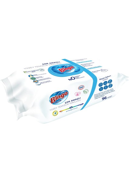 Clean Yüzey Temizlik Havlusu 96 Yaprak Beyaz Sabun Plastik Kapaklı (4 Lü Set) 384 Yaprak