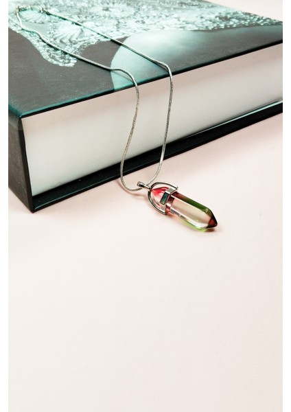 Anyolit 2 Doğal Taşı Zincirli El Yapımı Tasarımlı Kolye Uç: 3,5 cm Zincir: 20 cm Kutulu modelleri