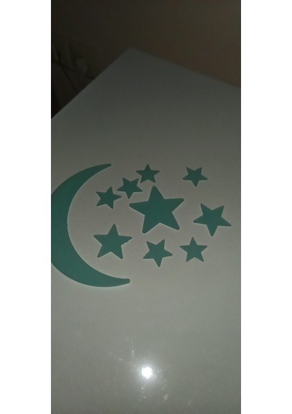 Gece Tavanda Az Parlayan, Su Yeşili Renkli Yıldız, Çocuk Odası Duvar Süsü Pano, Ödev Stickeri fiyatları