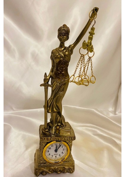Avukat Adalet Kadın Heykeli Themis Terazi Dekoratif Hakim Savcı Saatli modelleri