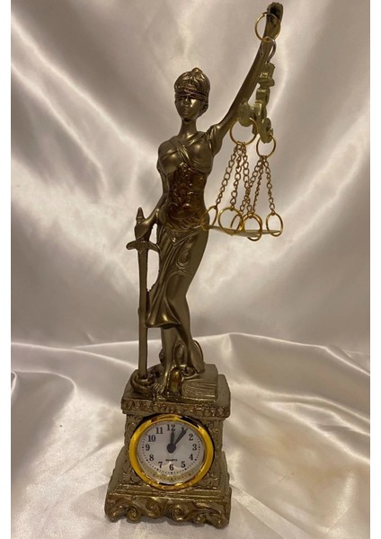 Avukat Adalet Kadın Heykeli Themis Terazi Dekoratif Hakim Savcı Saatli indirimleri