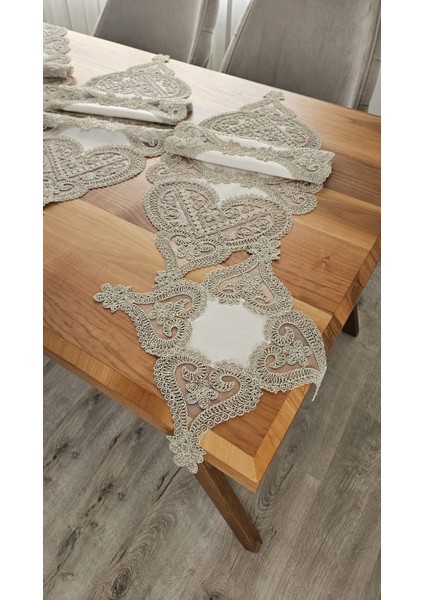 Keten Gardenya Üzerine Ağar Güpürlü Lüx Salon Takımı 5 Parça modelleri