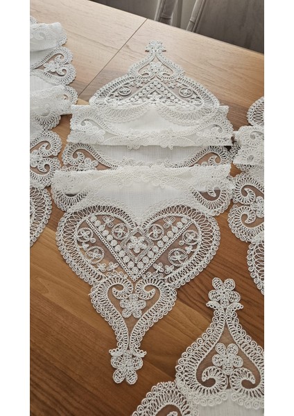 Keten Gardenya Üzerine Ağar Güpürlü Lüx Salon Takımı 5 Parça fırsatları